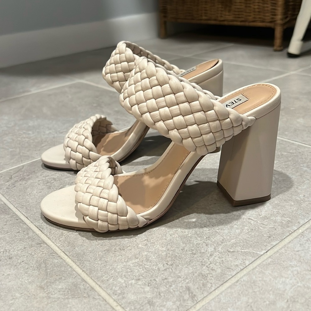 Woven block heel sandals